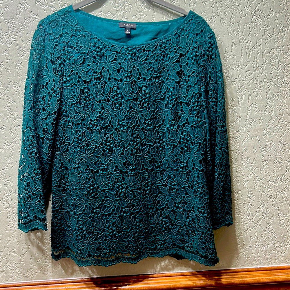 Talbots Green lace with lining / 3/4 length sleeved